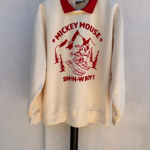 Disney Other - Disney Cream and Red Mickey Mouse Skiing Sweater